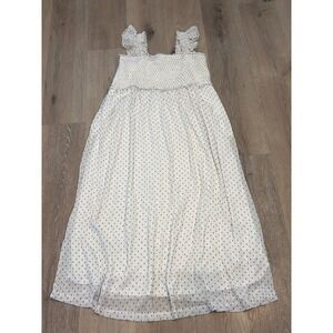 Motherhood Maternity White Polka Dot Smocked Ruffle Maxi Dress XL